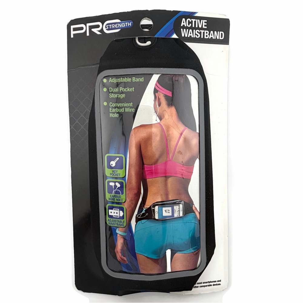 Pro Strength Adjustable Black Sports Waistband Cell Phone Holder